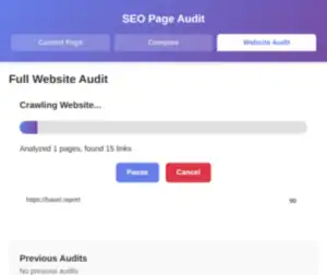 SEO Page Audit running a crawl for haxel.report